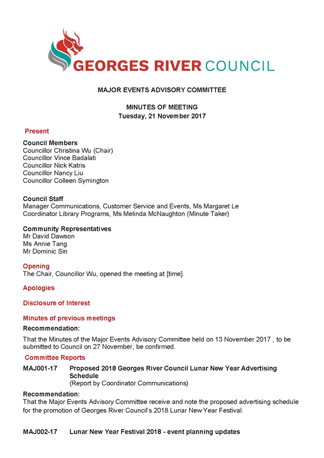 Agenda Of Community And Culture 12 February 2018 Agenda Of Community And Culture 12 February 2018